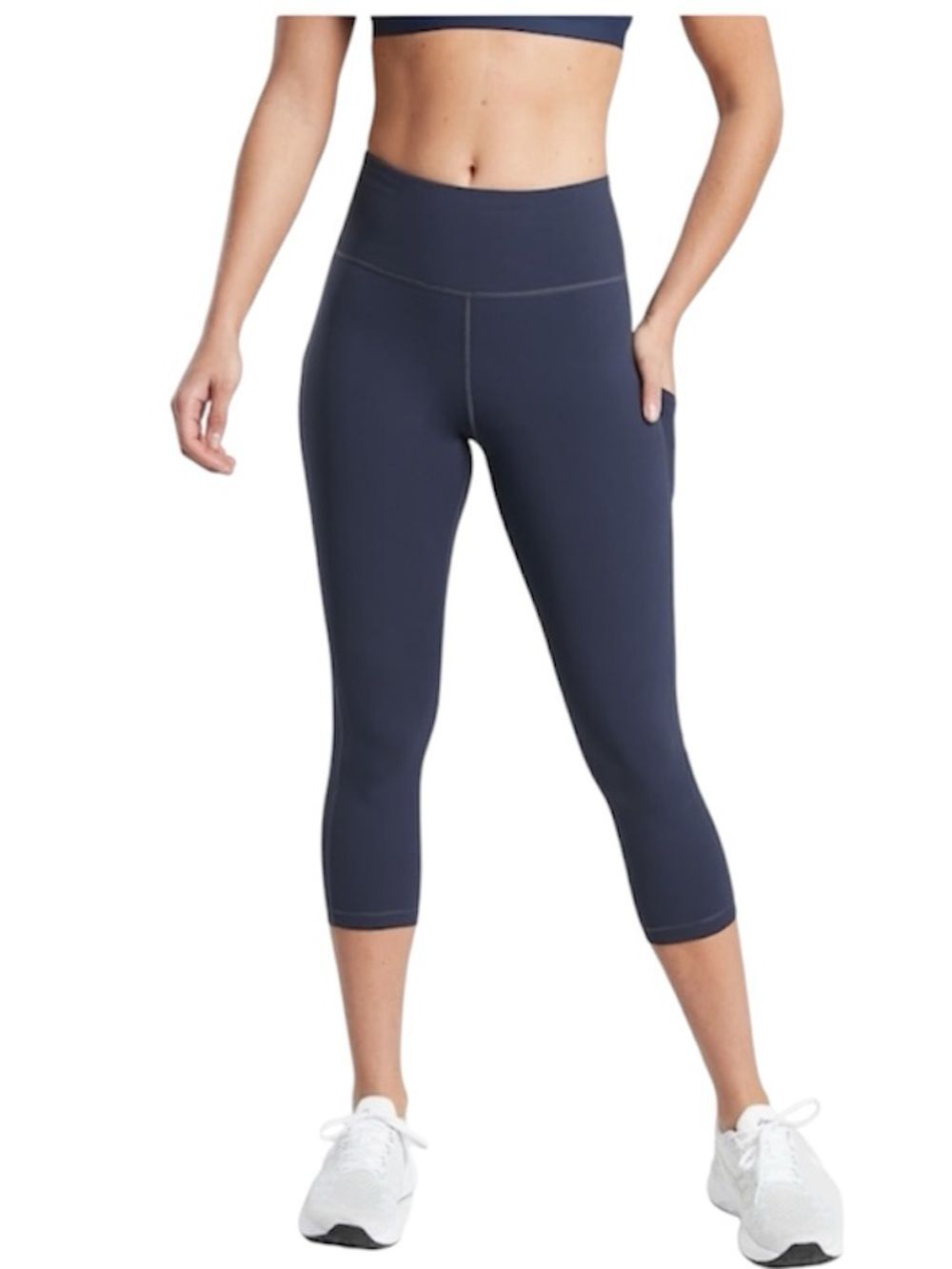 Athleta Ultimate Stash Pocket Capri Leggings High Rise Navy Blue Small Petite